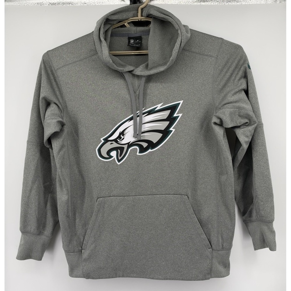 Nike Team Apparel Dri Fit Philadelphia Eagles Long Sleeve Hoodie Gray Medium